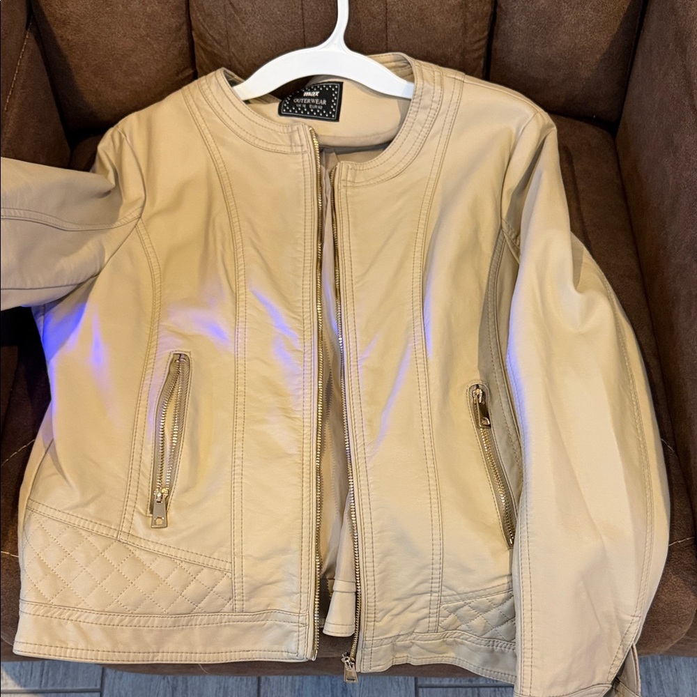 Beige faux leather Women's Jacket